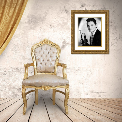 Chet Baker-1955 Gold Ornate Wood Framed Art Print with Double Matting by Vintage Music Archive