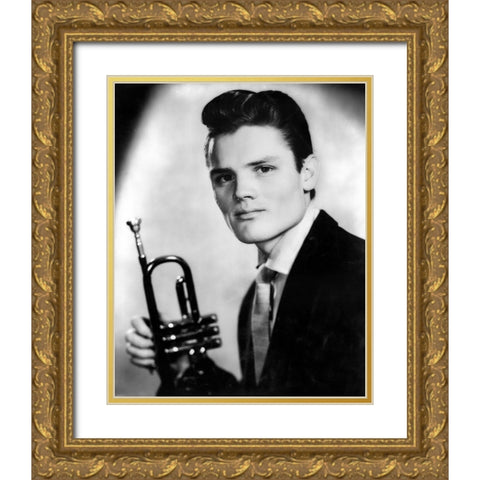 Chet Baker-1955 Gold Ornate Wood Framed Art Print with Double Matting by Vintage Music Archive