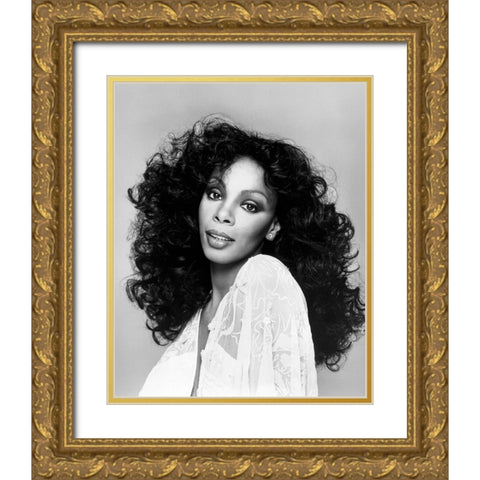 Donna Summer-1977 Gold Ornate Wood Framed Art Print with Double Matting by Vintage Music Archive