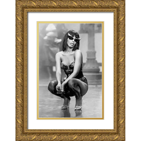 Donna Summer-1980 Gold Ornate Wood Framed Art Print with Double Matting by Vintage Music Archive