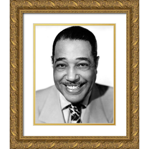 Duke Ellington Gold Ornate Wood Framed Art Print with Double Matting by Vintage Music Archive