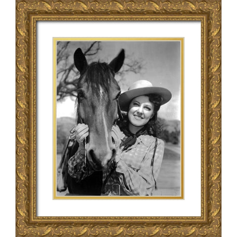 Fay McKenzie Gold Ornate Wood Framed Art Print with Double Matting by Vintage Music Archive