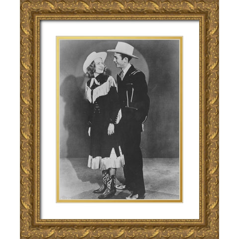 Hank and Audrey Gold Ornate Wood Framed Art Print with Double Matting by Vintage Music Archive