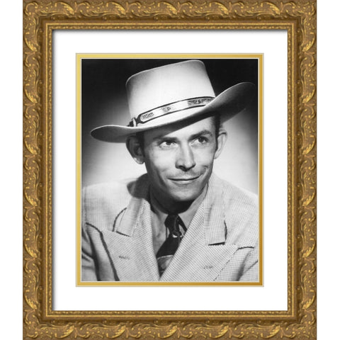 Hank Williams Gold Ornate Wood Framed Art Print with Double Matting by Vintage Music Archive