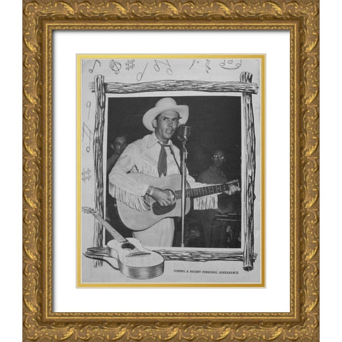 Hank Williams Gold Ornate Wood Framed Art Print with Double Matting by Vintage Music Archive