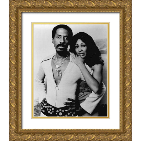 Ike And Tina Turner-1974 Gold Ornate Wood Framed Art Print with Double Matting by Vintage Music Archive
