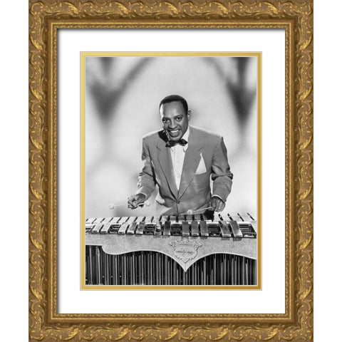 Lionel Hampton Gold Ornate Wood Framed Art Print with Double Matting by Vintage Music Archive