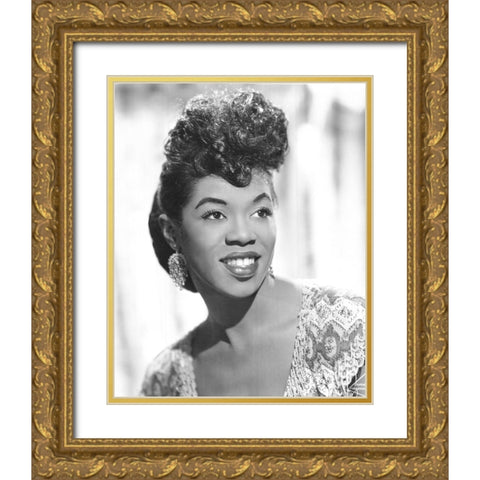 Sarah Vaughan-1955 Gold Ornate Wood Framed Art Print with Double Matting by Vintage Music Archive