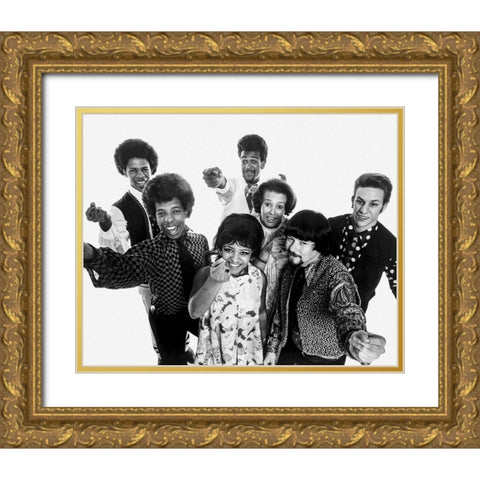 Sly and the Family Stone-1968 Gold Ornate Wood Framed Art Print with Double Matting by Vintage Music Archive