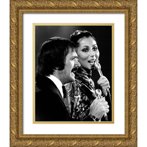 Sonny and Cher Show-1976 Gold Ornate Wood Framed Art Print with Double Matting by Vintage Music Archive