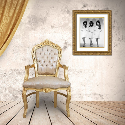 The Ronettes Gold Ornate Wood Framed Art Print with Double Matting by Vintage Music Archive