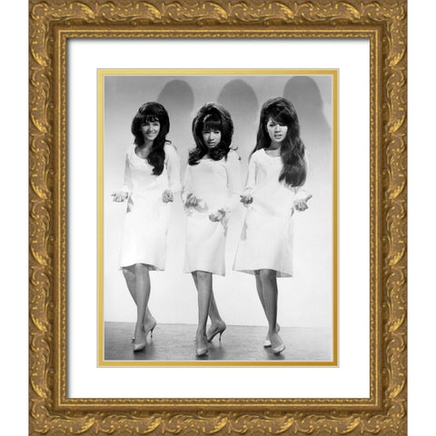 The Ronettes Gold Ornate Wood Framed Art Print with Double Matting by Vintage Music Archive