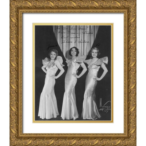 Three X Sisters Gold Ornate Wood Framed Art Print with Double Matting by Vintage Music Archive
