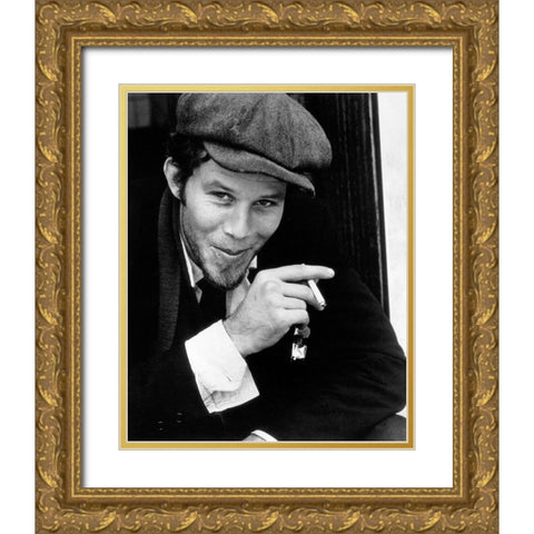 Tom Waits-1974 Gold Ornate Wood Framed Art Print with Double Matting by Vintage Music Archive