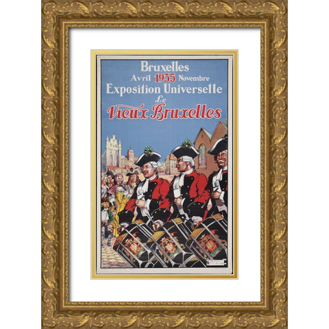 Brussels-1935 Gold Ornate Wood Framed Art Print with Double Matting by Worlds Fair Posters