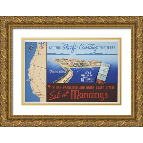 San Francisco-1939-Pacific Coasting Gold Ornate Wood Framed Art Print with Double Matting by Worlds Fair Posters