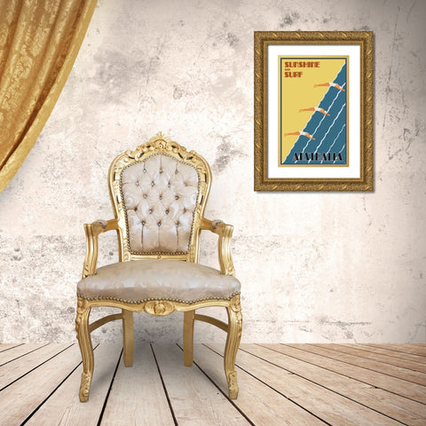 Australia Vintage Poster Gold Ornate Wood Framed Art Print with Double Matting by Vintage Travel Posters