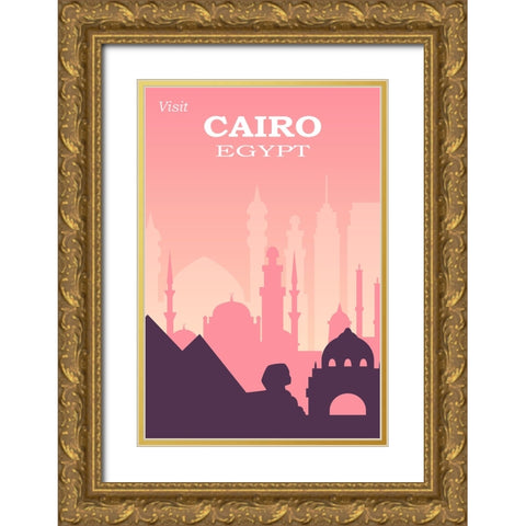 Cairo Travel Poster Gold Ornate Wood Framed Art Print with Double Matting by Vintage Travel Posters