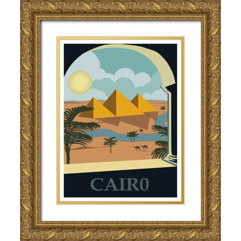 Egypt Cairo Travel Poster Gold Ornate Wood Framed Art Print with Double Matting by Vintage Travel Posters