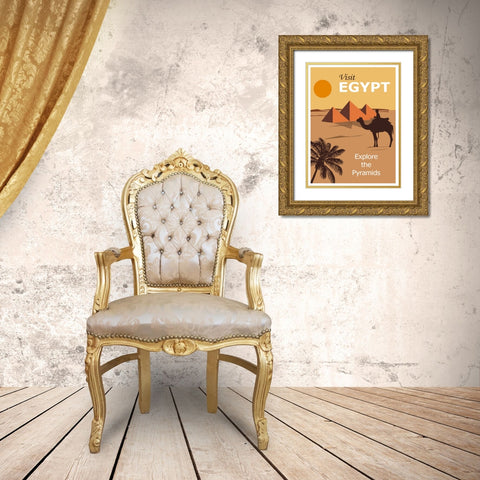 Egypt Cairo Travel Poster Gold Ornate Wood Framed Art Print with Double Matting by Vintage Travel Posters