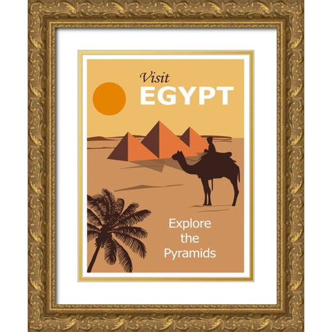 Egypt Cairo Travel Poster Gold Ornate Wood Framed Art Print with Double Matting by Vintage Travel Posters