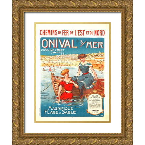Onival Sur Mer-French Vintage Poster Gold Ornate Wood Framed Art Print with Double Matting by Vintage Travel Posters