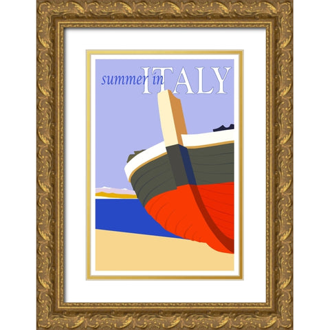 Summer in Italy Travel Poster Gold Ornate Wood Framed Art Print with Double Matting by Vintage Travel Posters