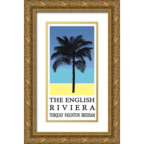 Palm Tree Travel Poster Gold Ornate Wood Framed Art Print with Double Matting by Vintage Travel Posters