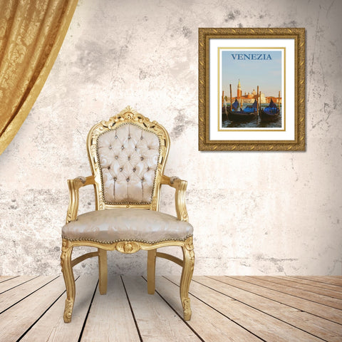 Venice Italy Poster Gold Ornate Wood Framed Art Print with Double Matting by Vintage Travel Posters