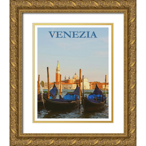 Venice Italy Poster Gold Ornate Wood Framed Art Print with Double Matting by Vintage Travel Posters