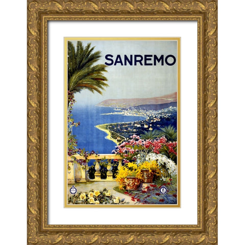 Vintage Sanremo Poster Gold Ornate Wood Framed Art Print with Double Matting by Vintage Travel Posters