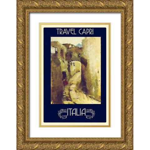 Vintage Capri Poster Gold Ornate Wood Framed Art Print with Double Matting by Vintage Travel Posters