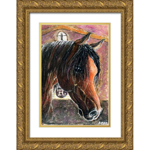 Arabian Stallion Gold Ornate Wood Framed Art Print with Double Matting by Derr, Wynn