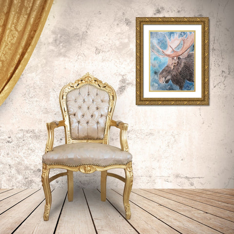 Moose Memories Gold Ornate Wood Framed Art Print with Double Matting by Derr, Wynn