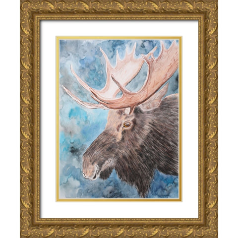 Moose Memories Gold Ornate Wood Framed Art Print with Double Matting by Derr, Wynn