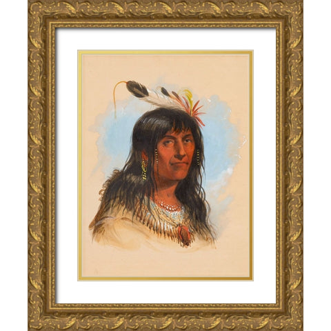 Big Bowl, a Crow Chief Gold Ornate Wood Framed Art Print with Double Matting by Miller, Alfred Jacob
