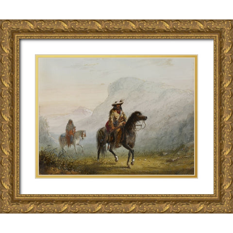 Bourgeois Gold Ornate Wood Framed Art Print with Double Matting by Miller, Alfred Jacob