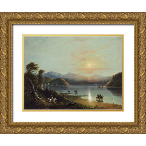 Green River Gold Ornate Wood Framed Art Print with Double Matting by Miller, Alfred Jacob