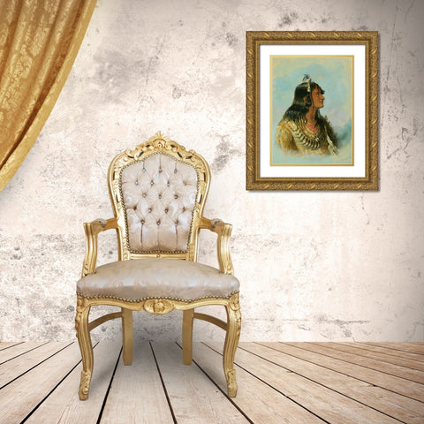 Ma wo ma Gold Ornate Wood Framed Art Print with Double Matting by Miller, Alfred Jacob