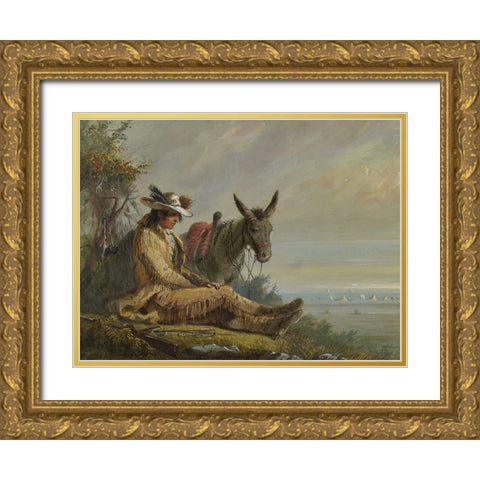 Pierre Gold Ornate Wood Framed Art Print with Double Matting by Miller, Alfred Jacob