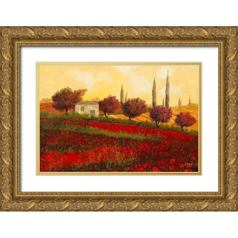 Papaveri Toscana II Gold Ornate Wood Framed Art Print with Double Matting by Borelli, Guido