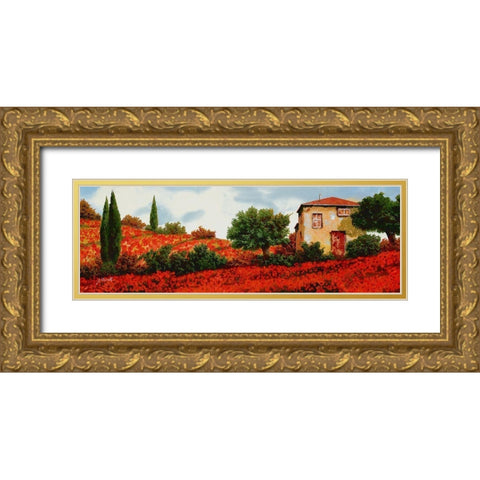 I Papaveri Sulle Colline Gold Ornate Wood Framed Art Print with Double Matting by Borelli, Guido
