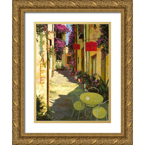 Caffe Piccolo il covo Gold Ornate Wood Framed Art Print with Double Matting by Borelli, Guido