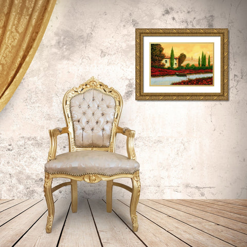 Al Tramonto Sul Fiume Gold Ornate Wood Framed Art Print with Double Matting by Borelli, Guido