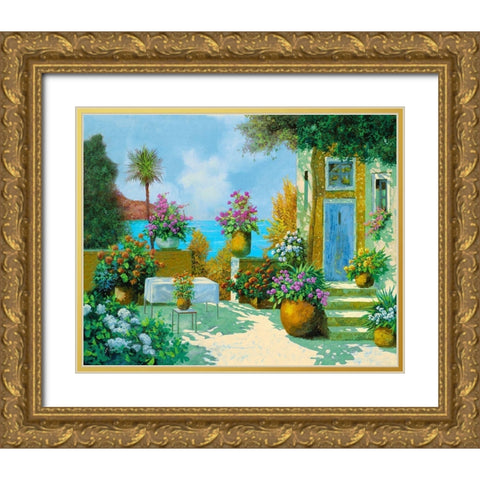 Scalette e Tavolo Gold Ornate Wood Framed Art Print with Double Matting by Borelli, Guido