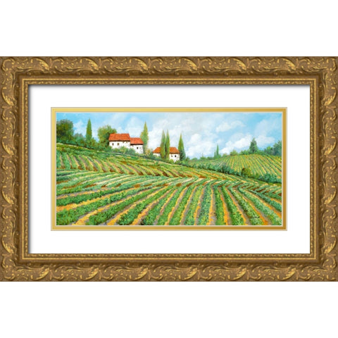 tre case nella vigna Gold Ornate Wood Framed Art Print with Double Matting by Borelli, Guido