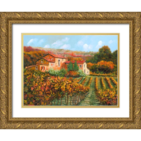 Tra Le Vigne A Montalcino Gold Ornate Wood Framed Art Print with Double Matting by Borelli, Guido