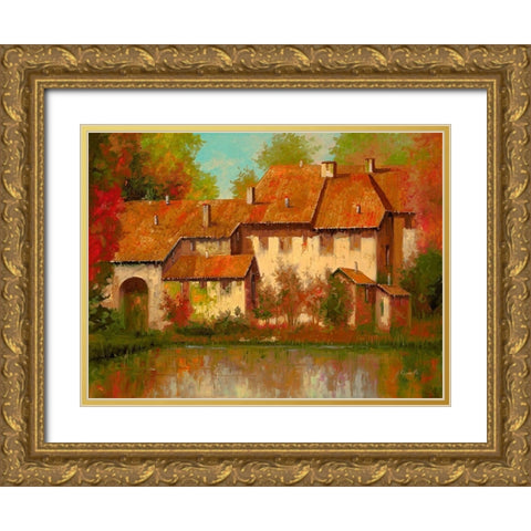 Borgo Rosso Gold Ornate Wood Framed Art Print with Double Matting by Borelli, Guido