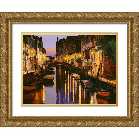 Venezia al Crepuscolo Gold Ornate Wood Framed Art Print with Double Matting by Borelli, Guido