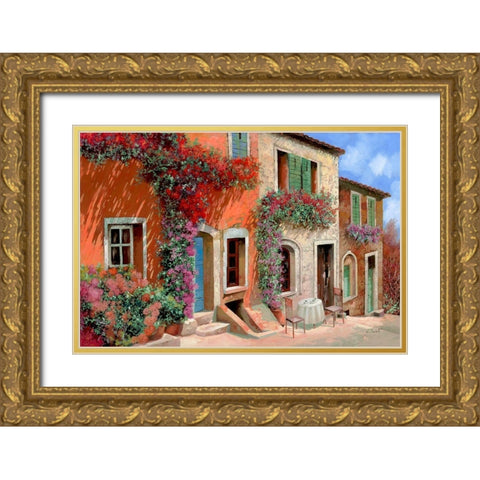 Colazione al Sole Gold Ornate Wood Framed Art Print with Double Matting by Borelli, Guido